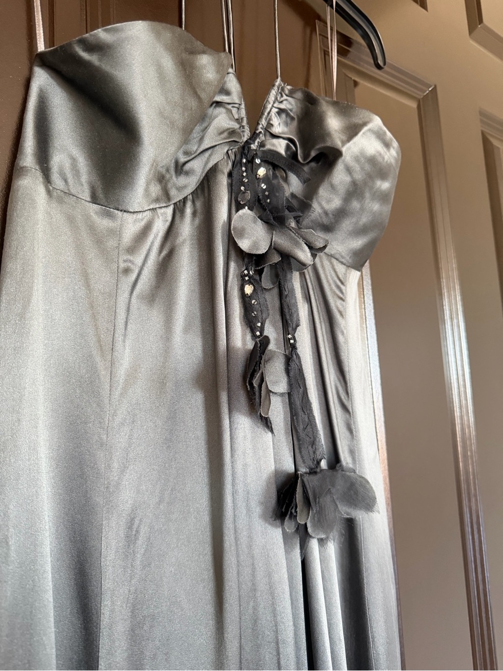 Rebecca Taylor Silver Dress with Flower Detail - Picture 2 of 4